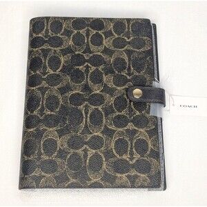 Coach Notebook Black Loved Leather Brown / Gold NEW